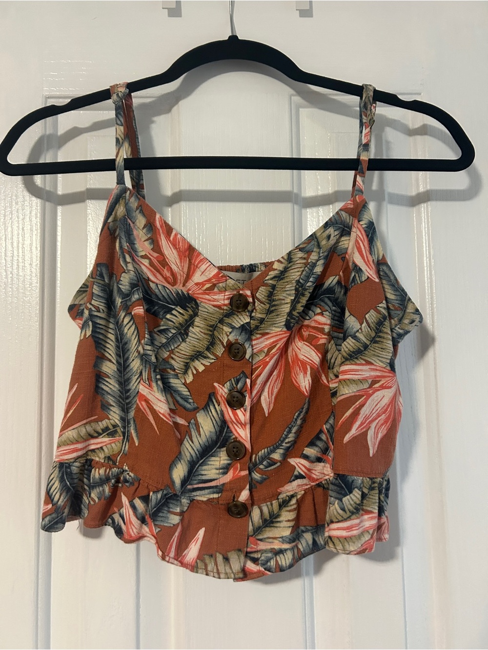 LOFT Tropical Print Button-Front Cami